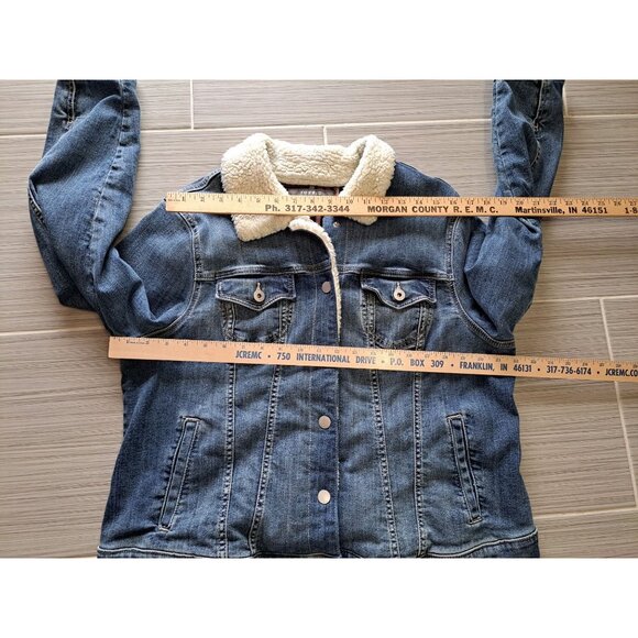 Torrid 2XL Denim Trucker Jacket With Faux Sherpa Collar  Lined Winter Warm - Picture 9 of 11